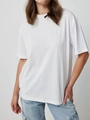 Oversized white cotton T-shirt with a crew neck and drop shoulder for a vintage urban look - White