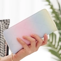 Quilted long clutch wallet with pastel gradient finish and zip closure for women - Pink