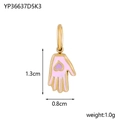 Unique golden hand pendant with heart detail for jewelry making 1.3cm charm - Hamsa Palm Pendant (K3) / Orange