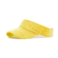 Detailed view of yellow rhinestone-encrusted sun visor with sparkling finish - Yellow
