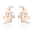 Detailed view of polished rose gold ghost stud earrings for Halloween accessories - 254 (Ghost) / Rose Gold