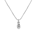 Polished silver bubble alphabet letter necklace with glossy bowling pin style finish - Necklace I
