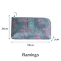 Travel electronics organizer bag with flamingo print and 21x14x3cm size markers - Flamingo