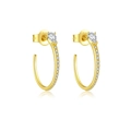 Orecchini a C in argento S925 dorato con zirconi e pietra a goccia d'acqua - Oro 18K
