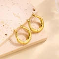 Boucles d'oreilles créoles en acier titane plaqué or 18k avec texture bambou - EH116/Texture Bambou Créole
