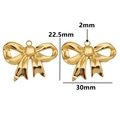 Golden stainless steel bow pendant with 30mm width and 22.5mm height for DIY jewelry - Style 2 / Gold