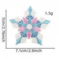 Detail view of snowflake embroidery patch in white and blue with precise 7cm dimensions - Snowflake Patch 37#