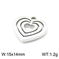 Colgante de triple corazón de acero inoxidable plateado 15x14mm para joyas DIY - Estilo Color Acero (KLJ7150-Z) / 15*14mm