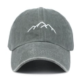 Ricamo dettagliato di linee di montagna bianche su cappellino in cotone grigio antracite - Grigio