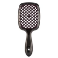 Black hollow square hairbrush for scalp massage and hair styling on white background - Single Black Mesh Vented Brush