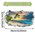 3D ocean beach sunset wall sticker with broken wall effect made of self-adhesive PVC - Beach Sunset 3D Effect (UV50555T_R)