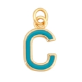 Letter C pendant with turquoise enamel and gold-plated frame for jewelry making - Sky Blue - Letter C
