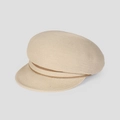 Schicker beige Strohhut in Baker-Boy-Form mit braunem Zierband für den Sommer Sonnenschutz - M (56-58cm) / Beige
