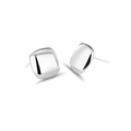 Minimalistische S925 Sterlingsilber quadratische Ohrstecker mit poliertem Finish - 925er Silber / Weißgold-Farbe