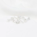 Silver-plated screw-on clip-on earring converter for non-pierced ears in polished finish - Type 2 Bullet Head Spiral Converter Thick Silver