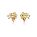 S925 sterling silver drop earrings with golden finish and colorful zircon clusters - 925 Silver / 18K Gold [Champagne Butterfly]