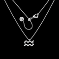 Silver Aquarius constellation necklace with sparkling zircon pavé in titanium steel - Aquarius / Silver