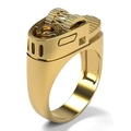 Kreativer Punk-Ring in Feuerzeugform mit mechanischem Zahnrad und Windschutz in Gold - US 7 / Gold