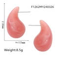 Waterdrop-shaped titanium steel earrings with a vibrant gradient pink resin finish - Light Pink (F1262)