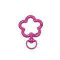 Pink plum flower shaped metal spring clasp key ring with rotating loop connector - Lacquered Rose Red