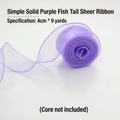 Purple fishtail mesh ribbon, 4cm wide and 9 yards long, wavy edge tulle for floral design - New Purple