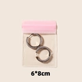 Golden hoop earrings with white crystals in 6x8cm pink seal clear jewelry storage bag - 6*8cm-46 Silk / Pink