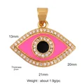 Pink enamel evil eye charm in gold plating with white zircons for DIY jewelry making - Pink Black Enamel CZ M916884-Pink