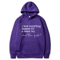 Dark purple hoodie set with white slogan print and kangaroo pocket in soft cotton fabric - S / Tops / Purple