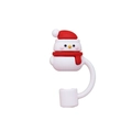 Cute snowman straw topper for 10mm cups with red Santa hat and scarf detail - Snowman / 8mm