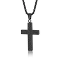 Collar con colgante de cruz en acero inoxidable negro martillado con cadena negra - Estilo Color Negro Con Cadena