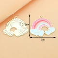 Pink and blue rainbow cloud alloy pendant charms with golden finish back and 3cm width size - Pink and Rose Red Rainbow