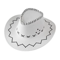 Detalle de un sombrero vaquero blanco con costuras decorativas negras y textura de fieltro - Niños 54CM / Blanco
