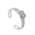 Silver adjustable knot ring with shimmering cubic zirconia in minimalist luxury style - White Gold Cross
