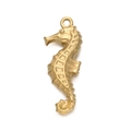 Gold plated stainless steel seahorse charm pendant with ring for DIY jewelry making - Gold 534# Large Seahorse / 10*26.5mm
