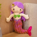 Adorable mermaid plush doll with purple hair and pink sequin tail on a soft sofa - 30 cm / Purple Mermaid