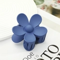 Elegant matte blue flower hair claw clip with frosted texture and metallic spring - 7.2*7.2*4.1 / Blue