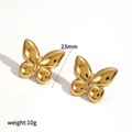 Gepolijste 18k vergulde 3D vlinder oorbellen van roestvrij staal met 23mm vleugels - 23mm / Goud