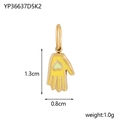 Goldener Handanhänger aus Edelstahl mit grünem Herz-Emaille und Maßangaben - Hamsa Palmenanhänger (K2) / Gelb
