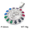 Pendentif tête de lion hip hop argenté avec pierres colorées et hauteur de 33mm - Pendentif Tête de Lion Couleur Acier (KP130477-MZOZ)