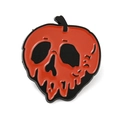 Poison apple enamel pin with red dripping skull design in classic goth cartoon style - Skull Poison Apple