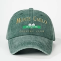 Berretto da baseball Monte Carlo in cotone lavato verde scuro con ricamo tennis - Taglia unica / Verde Scuro