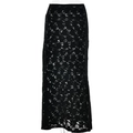 Close-up of intricate black lace patterns and high-waisted texture on the skirt - S / Black