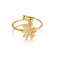 Minimalist gold adjustable floral ring with sparkling zircon petals and ball accents - Style 1 - Five-petal Flower