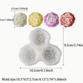 Weiße Silikonform für 3D-Rosenkerzen und Seife mit Maßen 10,5x9,5x2,7 cm - Dreifache Pfingstrose