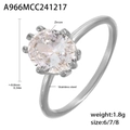 Silberner Edelstahlring mit funkelndem ovalem Zirkonia-Stein für elegante Hochzeiten - US 6 / Stahlfarbe
