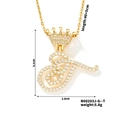 Golden crown initial T pendant necklace with sparkling white zircons for women and men - T Style (N00203J-G--T)