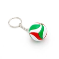 Miniature volleyball keychain with green, white, and red panels on silver ring - Red White Green