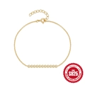 Minimalist S925 sterling silver gold-plated bracelet with 11 round zircon stones - 925 Silver / Gold