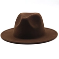 Classic dark brown wide brim wool fedora hat for men and women in vintage British style - One Size 58cm Circumference / Coffee