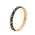 Bracciale rigido in smalto nero con zirconi colorati micro-pavé e placcatura in oro - Nero (款式六)
